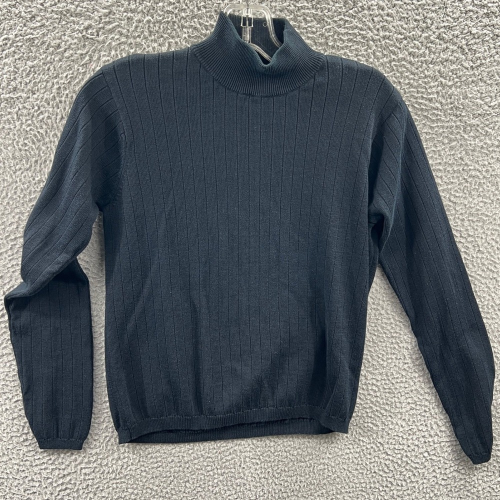 Womens Silk Cotton Ribbed Turtleneck Sweater M Quiet Luxury Minimalist Capsule